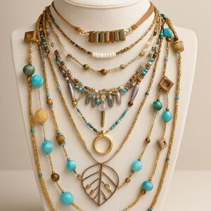 Lot of 9 Boho Southwestern Stone Turquoise Tribal Necklaces Very Unique Genuine